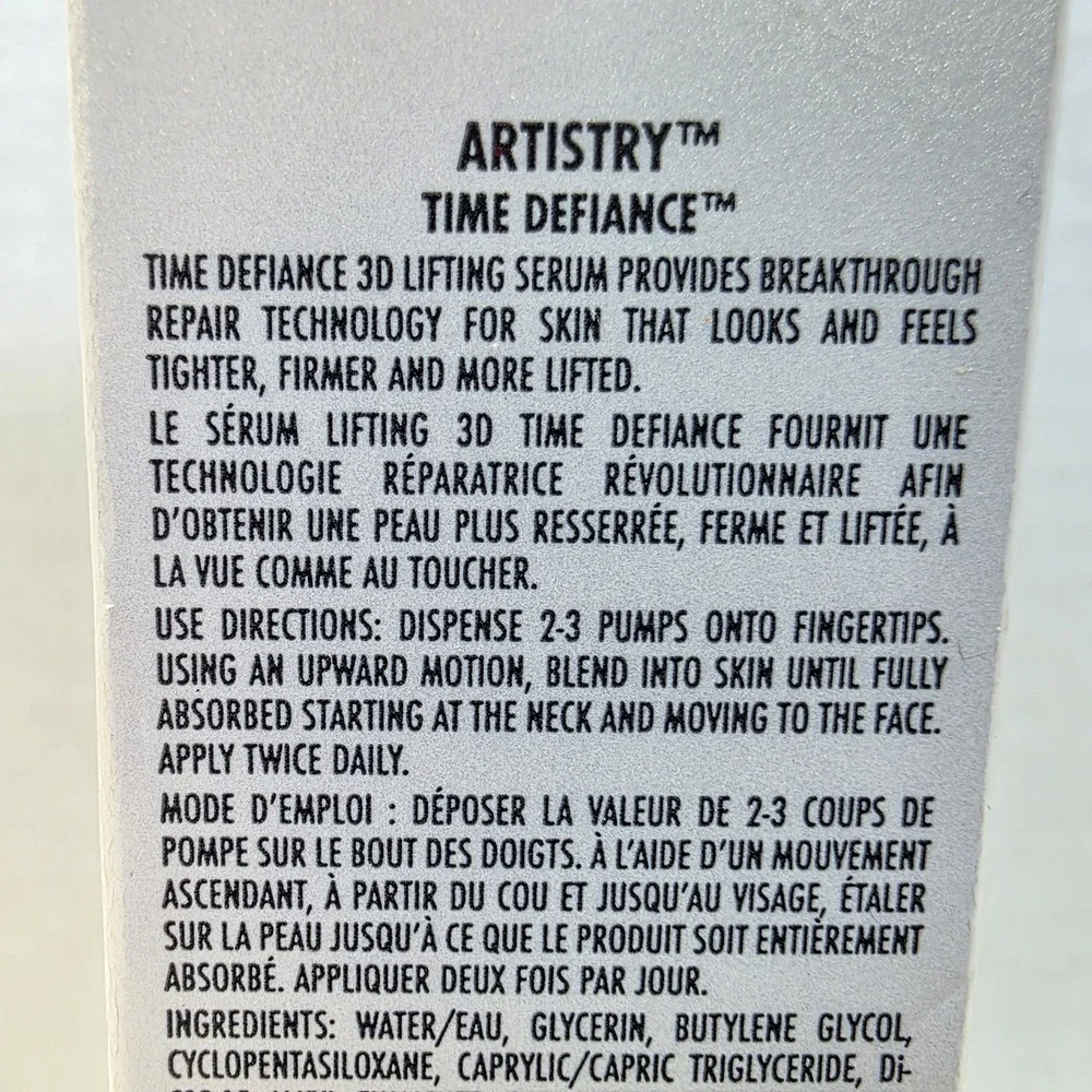 Artistry Time Defiance 3D Lifting Serum 1.01 Fl Oz. 30ml Made In USA Anti Aging